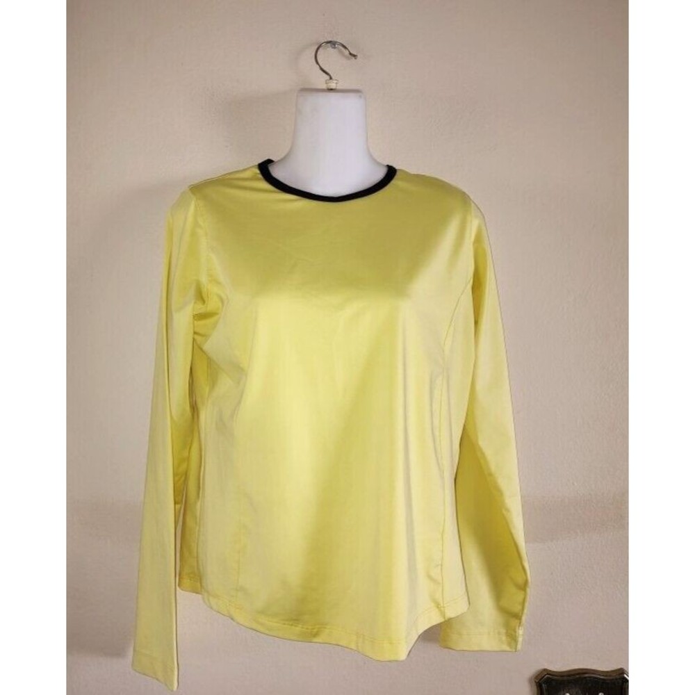 Women's Tail Bright Yellow Black Trim Nice Fabric Golf Tennis Top Size M